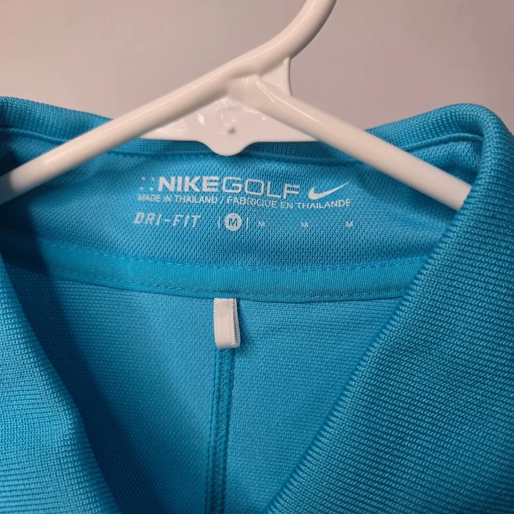 Nike Golf Womens Dri-FIT Polo Shirt Medium Cyan Blue Short Sleeve Button Up Top